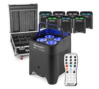 BeamZ BBP54 Battery Powered Wireless Uplighters 8-Pack with Charging Flight Case - Weatherproof RGBAW-UV DMX Lighting Kit for Weddings, Events & Venues Indoor Outdoor LED Wash Lights System