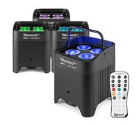 beamz BBP54 Battery Powered Wireless Uplighters Package - 4x 12W RGBAW-UV LED Weatherproof Lighting Kit with Wireless DMX and Remote Control for Events, Weddings & Marquee Parties