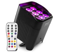 BeamZ BBP59 Wireless Battery Powered Uplighter, 9x 12W RGBAW-UV LED, IP65 | DMX control, OLED display, stand-alone mode, 6-in-1 colour mixing, up to 18-hour use, weddings, festivals, garden parties