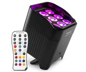BeamZ BBP59 Wireless Battery Powered Uplighter - 9X 12W RGBAW-UV LEDs, IP65 Waterproof Uplights, Battery Operated Uplighter for Weddings, Events, and Outdoor Use with Wireless DMX Control
