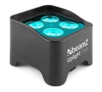 Beamz BBP90 Wireless Battery Powered Uplighter - 4X 4W RGB UV LEDs, Portable Wireless LED Uplights with DMX Control, Ideal Battery Uplighter for Stage, Events and Parties