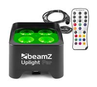 Beamz BBP90 Wireless Battery Powered Uplighter - 4X 4W RGB UV LEDs, Portable Wireless LED Uplights with DMX Control, Ideal Battery Uplighter for Stage, Events and Parties
