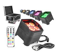 Beamz BBP94 Battery LED Uplighters - Complete Event Lighting Kit with 8 Wireless, Rechargeable RGBAW-UV PAR Lights & Charging Flight Case - Ideal for Stages, Weddings, DJ & Indoor Events