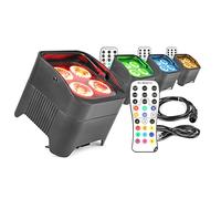 Beamz BBP94 Wireless Battery Uplighters 4-Pack, RGBAW-UV LED Wall Washer PAR Lighting Kit, Portable Rechargeable Wireless Uplighters for Events, DJ, Stage, Wedding & Venue Lighting