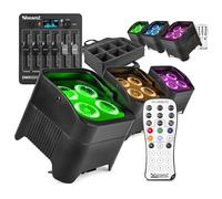 BeamZ BBP94W Wireless Battery Uplighters Kit with DMX Controller & Soft Case - 6X RGBAW-UV LED Wall Washer Uplights, DJ Event Lighting System (TTC5110)