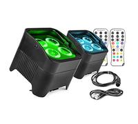 BeamZ BBP94W Wireless LED Uplighters Set - 2X Rechargeable Battery Uplighters with Wireless DMX, RGBAW-UV Stage Lighting Kit, LED Wall Washer Lights for Weddings, Parties & Events