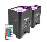 Beamz BBP96 Battery Uplighter Pair - Wireless Uplighters with DMX Control, Rechargeable LED Wall Washers, Portable Wireless Lighting Kit for Stage, Events and Venues