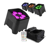 BeamZ BBP96S Battery Powered Uplighters with Wireless DMX - Set of 4 RGBAW-UV LED Wall Wash Lights & Carry Bag for Events, Weddings & DJ Lighting