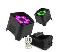 BeamZ BBP96S Battery Uplighters Pair with Wireless DMX Controller & Durable Bag - 6x12W RGBAW-UV LED Wall Washer Wireless Lighting Kit for DJ Events, Wedding & Party Venues