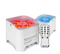 BeamZ BBP96SW Battery Uplighters Wireless DMX Kit, LED Wall Washer Set with 6x12W RGBAW-UV LEDs, Rechargeable Wireless Lighting System for Weddings, Events, DJs, Stage, Theatre (Pair)