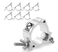 BeamZ BC50-100 Slimline Half Coupler Lighting Clamp Kit, 8-Pack Aluminium O-Clamps for DJ Stage Truss Goalpost Mount, 48-51mm, 100kg Capacity SWL