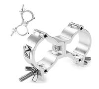 BeamZ BC50-100D Swivel Coupler Clamp Set, 2X Slimline Aluminium Truss Clamps, 48-51mm Fit, 100kg Capacity for Stage, DJ & Lighting Rigging Goalposts