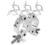 Beamz BC50-200D 4-Pack Slimline Swivel Coupler Truss Clamps, 200kg Load, Double Clip Aluminum Clamps for 48-51mm Tube Diameter, Reliable Stage Lighting Accessories