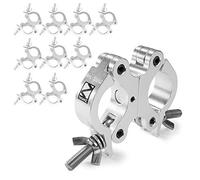 BeamZ BC50-200D Swivel Coupler Truss Clamp Set, 10-Pack Heavy-Duty Slimline Aluminium Clamps, 200kg Load, Fits 48-51mm Lighting Truss for DJ Stage Rigging Installations