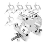 BeamZ BC50-500D Swivel Coupler Clamp Set, 6x Heavy-Duty Aluminium Truss Clamps, 360 Degree Rotation, 48-51mm Diameter, 500kg Load, DJ Stage Lighting Rigging Solution