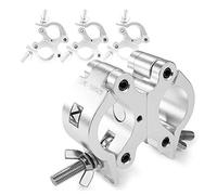 Beamz BC50-500D Swivel Coupler Truss Clamp Set, 4x High-Strength Aluminium Double Clips for Professional Staging and Lighting, Fits Tubes 48-51mm, 500kg Capacity