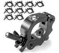 BeamZ BC50B-200 Half Coupler Clamps 10-Pack, Slimline Aluminium O-Clamps 48-51mm for DJ Stage Lighting, Truss and Goalpost Fixtures, Max Load 200kg, Matte Black Finish