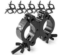 BeamZ BC50B-200D Slimline Swivel Coupler Clamp 6-Pack, Heavy-Duty Aluminium DJ Stage Lighting Truss Clamps, 48-51mm, 360-degree Rotation, Black Finish, 200kg Load Capacity