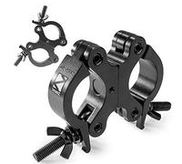 BeamZ BC50B-200D Swivel Coupler Clamp Set (2x) Slimline Aluminium Truss Lighting Clamp, 360° Rotation, for DJ Stage Lighting Mounting, Black, 48-51mm, Max Load 200kg