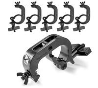 BeamZ BC50B-250Q Lighting Truss Clamp Set of 6, Heavy Duty Quick Coupler Slimline Aluminium Clamps, 48-51mm Pipe Fitting, 250kg Load, Black Finish for DJ Stage Lighting Rigs