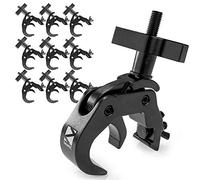 BeamZ BC50B-250T Quick Clamp Stage Lighting Clamps - Set of 10 Heavy-Duty Slimline Aluminium DJ Truss Mounting Couplers, 48-51mm, Load Capacity 250kg - Black Finish