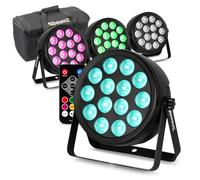 BeamZ BCC145 LED Flat PAR Can Wash Lighting Kit with AC-120 Soft Case - RGBW Stage Event Lighting Package for DJs, Bands, Venues & Mobile Performers