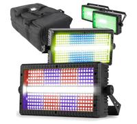 BeamZ BS336 LED Stage Lighting Package - 4X Stage Blinder, Strobe Light & Wash Light Combo with Protective Transport Bag - DMX Control & Remote Included