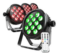 BeamZ BT310 LED Flat Par Can Lighting Kit - Set of 4 RGBA 12x6W DJ Stage Lights with DMX Control, IR Remote & Uplighting for Events, Theatre, Weddings & Productions