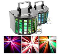 BeamZ Butterfly II Mini Derby Disco Lights Pair, RGBAWP LED DJ Lighting Kit with Remote Control, Sound Activated Stage Effect Light Set for Parties, Events & Performances