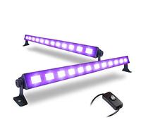 BeamZ BUV123 LED UV Black Light Bar Pair - DJ Ultraviolet Lighting System with 12x3W UV LEDs for Club Stage Disco Parties Bowling Roller Rinks Plug & Play Easy Setup (2 Units)