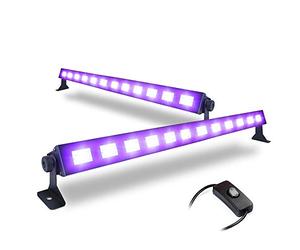 BeamZ BUV123 LED UV Black Light Bar Pair - DJ Ultraviolet Lighting System with 12x3W UV LEDs for Club Stage Disco Parties Bowling Roller Rinks Plug & Play Easy Setup (2 Units)