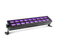 BeamZ BUV293 LED UV Light Bar 18x3W Ultraviolet Blacklight Wash Effect, UV Disco Light with Reflectors, Plug-and-Play DJ Party Blacklight Bar System