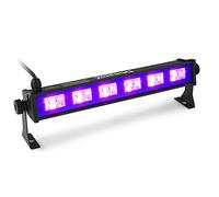 BeamZ BUV63 UV Light Bar 36cm DJ Ultraviolet LED Blacklight Fixture with 6X 3W LEDs, Disco Party Wash Lighting, Adjustable Brackets for Wall or Stand Mounting (Plug & Play)