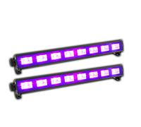 BeamZ BUV93 LED UV Light Bars (Pair) - 2X 8x3W Blacklight LEDs, Plug & Play Party Lighting, Parabolic Reflectors, Compact with Adjustable Mounts for DJ, Home, Bar, Events