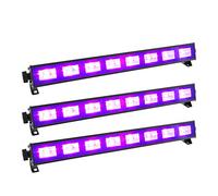 BeamZ BUV93 UV Light Bar Set Package, 3 Units with 8X 3W UV LEDs Each, Wide-Angle Blacklight Bars, Plug & Play UV Disco Lighting for Parties, Clubs, DJs, Stage, Home Events, Wall Washer Bundle