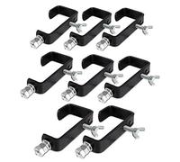 BeamZ CC50B DJ Lighting G-Clamp Hook Mount Set of 8 - Heavy-Duty Black Metal Light Hanging Clamps Fits up to 50mm Poles - For Trussing, Disco Lights & Stage Equipment, 30kg Load Capacity