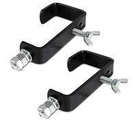 BeamZ CC50B Lighting Clamp Set - 2x Black Metal G-Clamp Hook Mount, Secure Truss & Stand Fixtures for DJ Disco Stage Equipment, 30kg Load, Fits Poles Up To 50mm Diameter