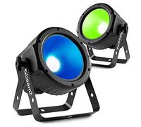 BeamZ COB30RGB LED Flat PAR Can Lights Pair with Remote Control, 30W RGB Colour Mixing, DMX Control, Pre-Programmed Shows for Stage & Event Lighting Pack of 2