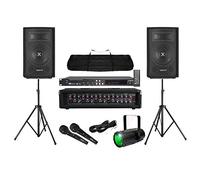 beamz Complete Professional CDG Karaoke Machine Package With Stands, Mics, Mixer, DVD Player & Moonflower - Ideal for Pubs and Home, Professional Karaoke Systems, Karaoke Setup, Karaoke Machine