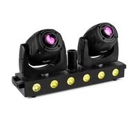 beamz Fuze Twin Moving Head Spot Light Bar - DJ LED T-Bar with 2x 75W Spots & 6x 15W RGBW LEDs, DMX Control, Sound Activated, Stage Lighting for Events, Stand or Standalone Use