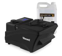 beamz ICE1400 Low Fog Machine Bundle with 5L Low Fog Fluid - DMX & Timer Remote, 1400W Ground Fog System, Professional Low Lying Fog Effect for Stage Events, Parties, Halloween, Included Fluid