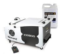 beamz ICE1800 low fog machine package with 5L smoke fluid, 1800W high-output ground fogger, 3.1L tank, DMX & remote control, ideal for weddings, DJ events & stage effects