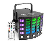 BeamZ LED GOBO Derby UV & Strobe 3-in-1 DJ Disco Party Light - Multi-Effect RGBWA+UV DMX Lighting with IR Remote & Sound Activation for Home Parties & Events