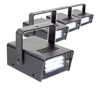 BeamZ LED Mini Strobe Light Set - 4 Portable Disco Lights with 24 Bright LEDs, Adjustable Flash Speed Control, DJ Party Strobe Effects, Ideal for Discos, Raves, Halloween & Events