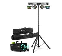 Beamz Max Partybar2 DJ Light Bar Disco Package with Stand, DMX Control, Sound Activation, Fog Machine & Protective Case - Portable Partybar for Events, DJs & Performances