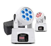 beamz MHL74 LED Moving Head Wash Lights Pair in White with DMX Control, RGBW Colour Mixing, Soft Case & XLR Cable - DJ, Stage & Theatre Lighting Kit
