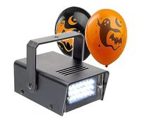 BeamZ Mini LED Strobe Light Halloween Party Set with Variable Flash Rate, Adjustable Mount & Halloween Balloon - Compact Disco Stage DJ Effects Lighting Kit for Parties & Events
