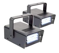 BeamZ Mini Strobe Lights Pair with Adjustable Flash Rate - Portable LED Strobe Lighting Set for DJ Disco Halloween Rave Party Effects & Stage Events