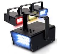 BeamZ Multi-Coloured Strobe Light Set - 4 Mini LED DJ Party Lights in Red, Yellow, Blue & White with Adjustable Flash Speed for Events and Halloween Atmosphere