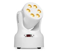 beamz NOVA68-WH Compact LED Moving Head Wash Lighting - 6x 8W RGBW 4-in-1 LEDs, DMX & Sound Activated Stage Wash Lighting for DJs, Bands & Venue Installations (White)